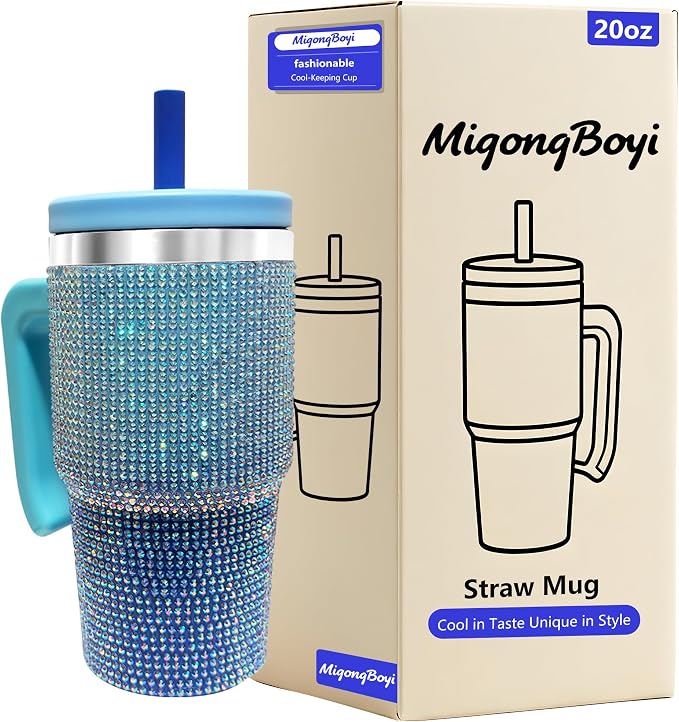 2PCS 20-OZ Insulated Water Bottle,Insulated Stainless Steel Tumbler,Reusable Cold Drink Thermos,BPA-Free, Double-Wall Stainless Steel Water Bottle (Royal Blue - Diamonds, 20, Fluid Ounces) by Unknown
