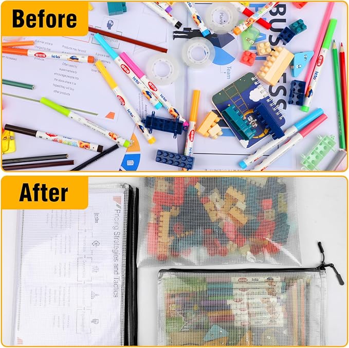 24pcs Large Mesh Zipper Pouch File Bags YOPCDJ Reusable Zippered Pouches - Image 4