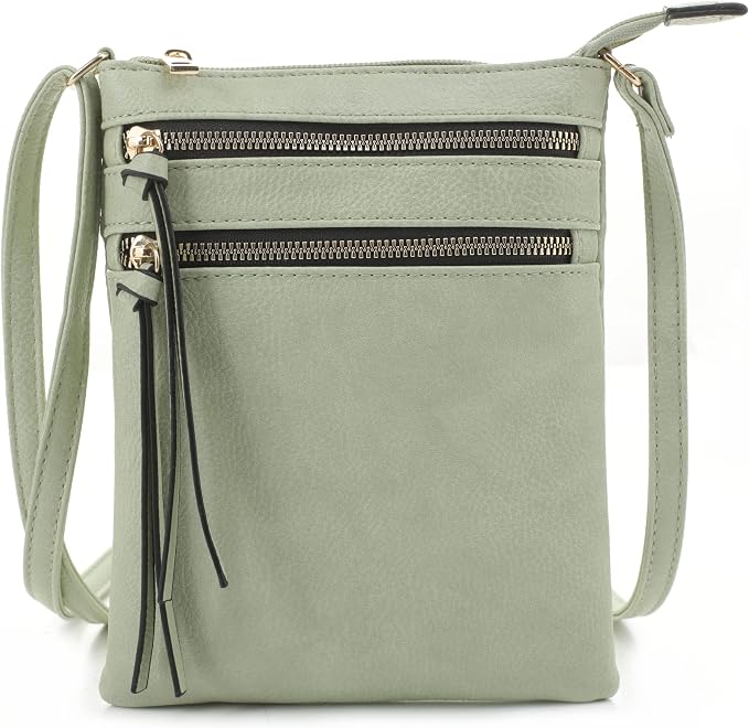 DELUXITY Crossbody Purse Bag Shoulder Bag Multi Pocket Zipper Purse | Mint by Deluxity