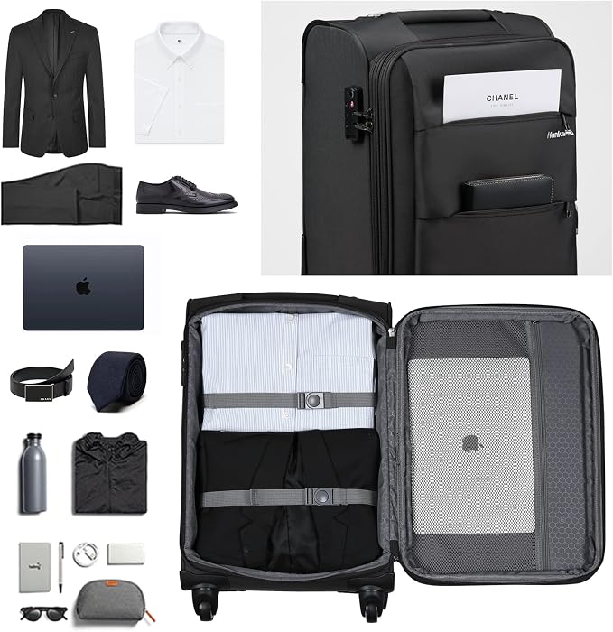 Hanke 20 Inch Expandable Carry On Luggage 22x14x9 Airline Approved Softside - Image 7