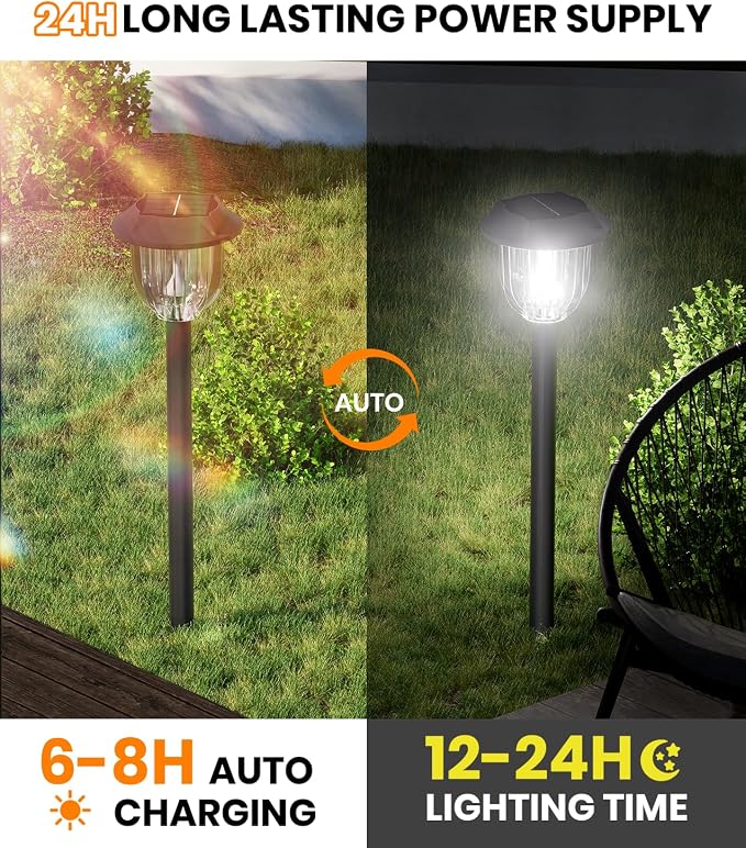 AOSEA 12000K 10 Pack Solar Lights Outdoor IP65 Waterproof, LED Solar Lights - Image 7
