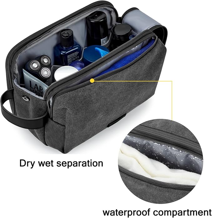 BAGSMART Toiletry Bag for Men, Canvas Travel Toiletry Organizer Dopp Kit - Image 3