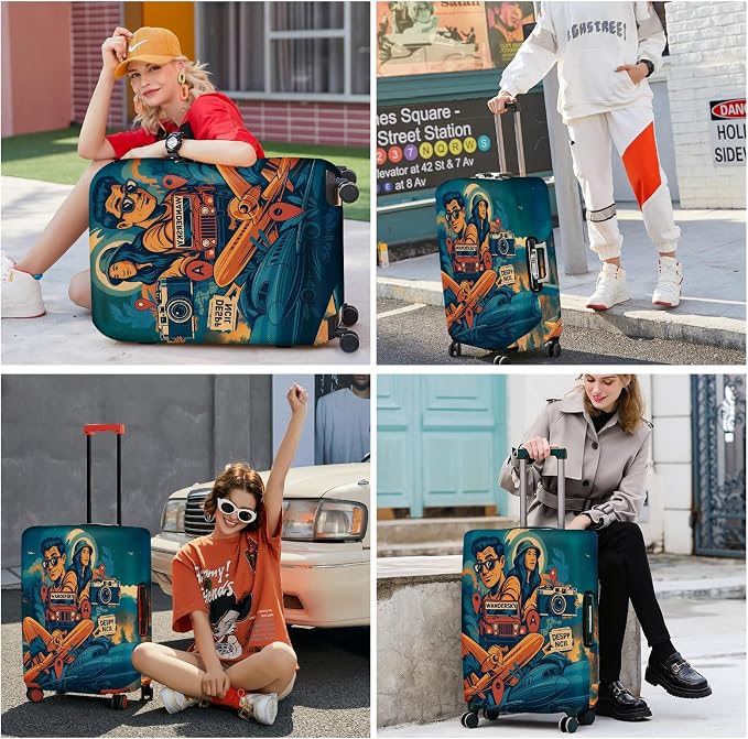 ANNA QUEEN Funny Adventure Travel Luggage Cover, Explore-Themed Suitcase - Image 6