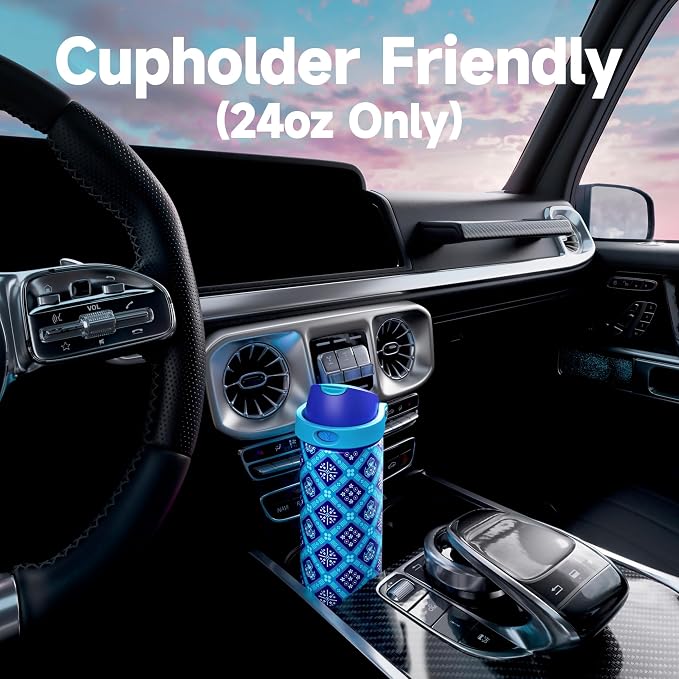24 oz Insulated Water Bottle for Men: Meoky Stainless Steel Water Bottle with Holder and Shoulder Strap - Leak Proof, Cold for 24 Hours, Fits in Car Cup Holder, BPA-Free for Sports Travel, Blue Faith - Image 8