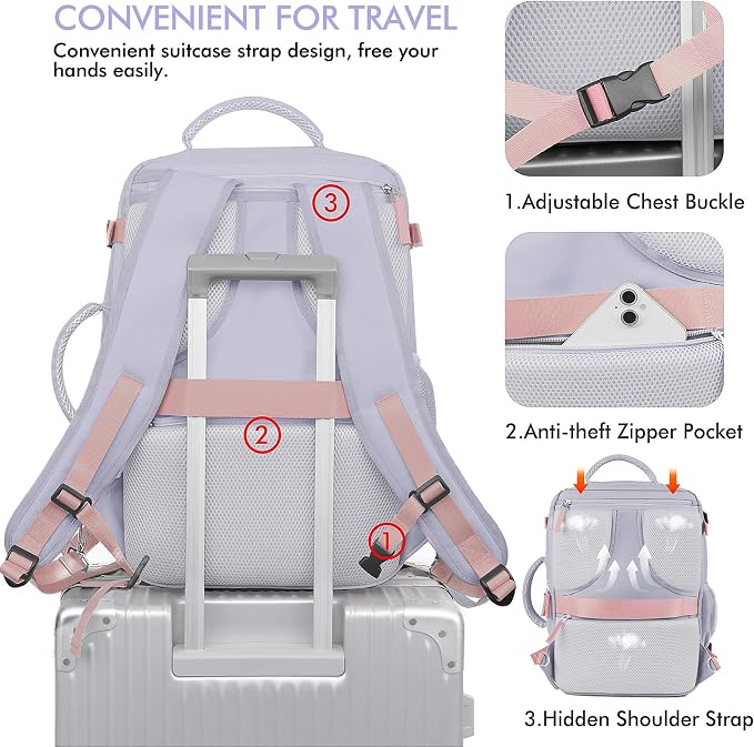Beraliy Large Travel Backpack For Women, Airline Approved Carry On Backpack - Image 7