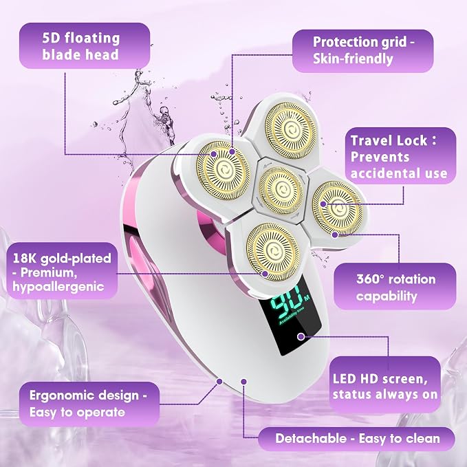 Electric Razors for Women Legs：5D Magnetic Detachable Head Flawless Razor-IPX7 - Image 2