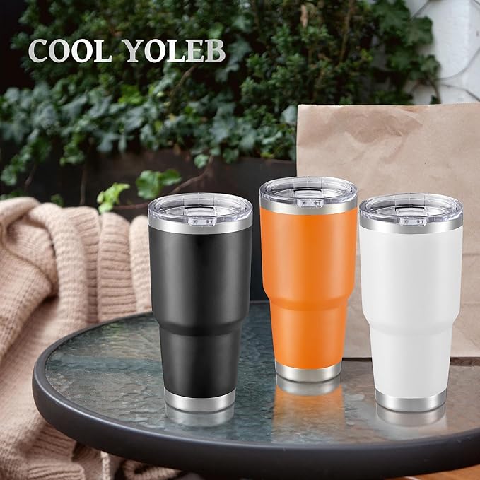 30 oz Tumbler with Lid Stainless Steel Tumblers Vacuum Insulated Cup Reusable Powder Coated Travel Mug Double Wall Leak Proof Portable Cups Keep Cold Drinks for 12 Hours, Orange, 1 Pack - Image 5