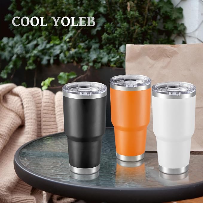 30 oz Tumbler with Lid Stainless Steel Tumblers Bulk Vacuum Insulated Cup Reusable Powder Coated Travel Mug Double Wall Leak Proof Cups Keep Cold Drinks for 12 Hours Orange, Set of 8 - Image 5