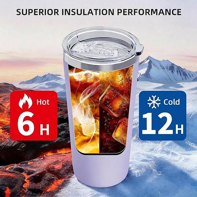 GGQ 20oz Travel Coffee Tumbler Food-Grade 304 Stainless Steel Vacuum Insulated Double Wall Leak-Proof Lid Reusable Straw Hot and Cold Drinks Cup Holder Friendly (Navy Blue) - Image 3