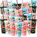 Honeydak 40 Pcs 24 OZ Tumbler with Straw and Lid Gifts Reusable Plastic Cups Bulk Water Bottle Iced Coffee Travel Mug Cup for Parties Birthdays (Hello Summer) by Honeydak
