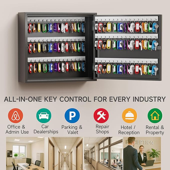WeHere Key Lock Box for 90 Keys, Wall Mount Key Cabinet - Image 4