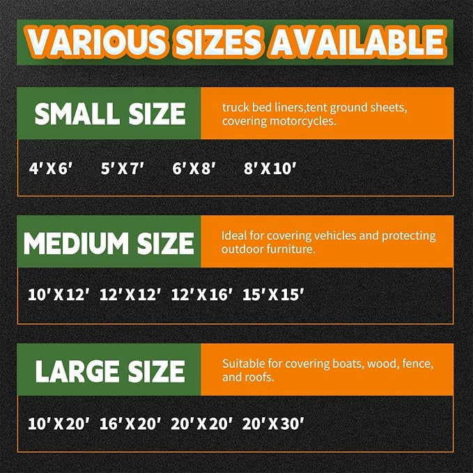 5x7 Feet Tarp Waterproof, Small Tarps, 9Mil Thick, Finished Size Tarps - Image 9