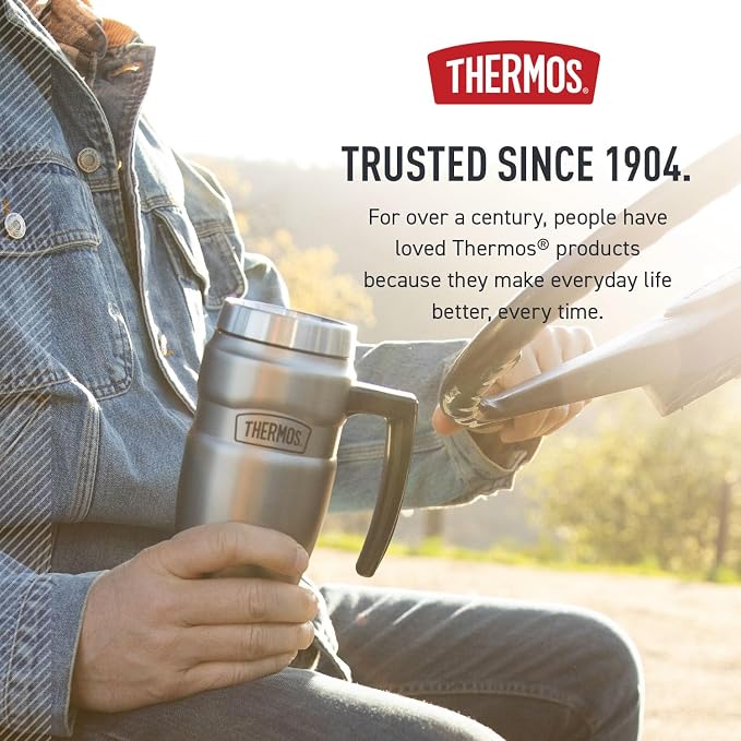 THERMOS Stainless King Vacuum-Insulated Travel Mug with Handle - 16oz, Rustic Red, Thermos Tumbler for Hot/Cold Drinks, Leak-Proof & Sweat-Proof Stainless Steel Coffee Mug with Lid (Pack of 4) - Image 7