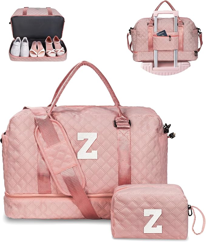 Initial Duffle Travel Bag, Personalized Weekender Bag by Vogewood