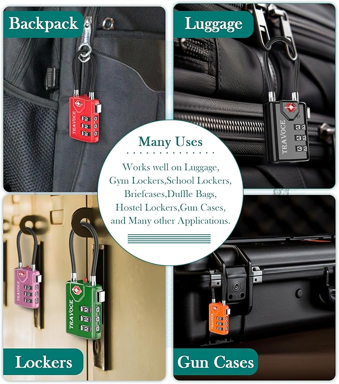 Search Alert TSA Approved Travel Combination Luggage Cable Locks - Image 6