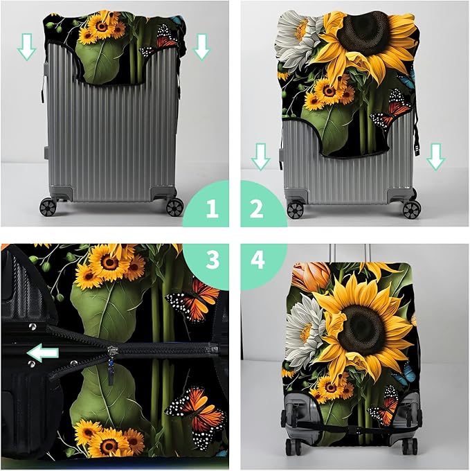 Suitcase Protector Plus 1 Luggage Tag, Sunflower Orchids Travel Cover - Image 7