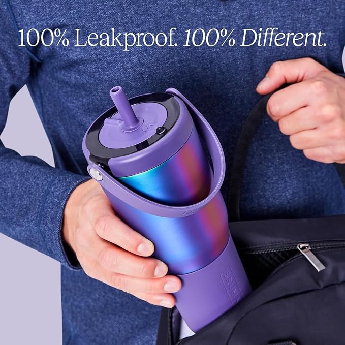 BrüMate Resa 35oz 100% Leakproof Travel Tumbler with Handle & Straw | Flexible SoftSip Straw | Silicone Sleeve for Durability | Stainless Steel | Cup Holder Travel Friendly Water Bottle (Violet Crush) - Image 5