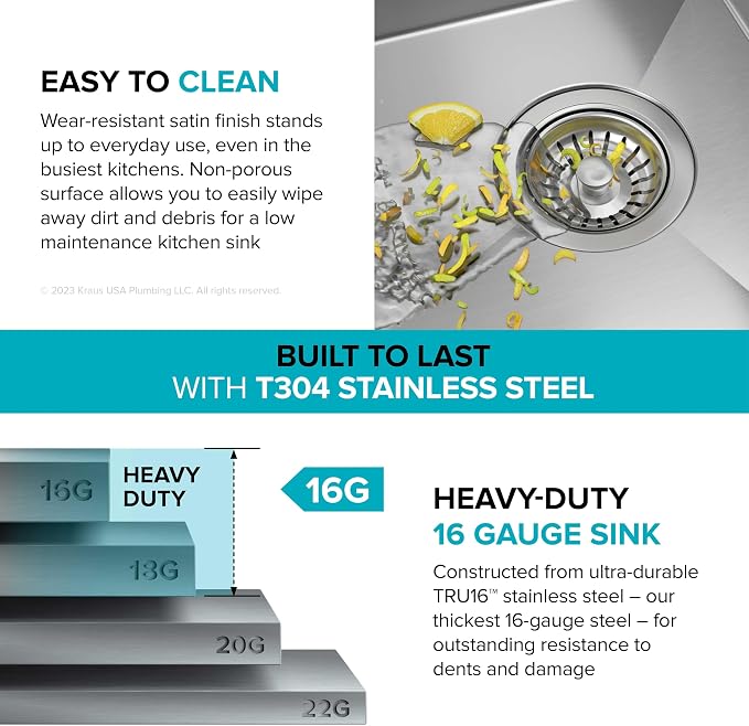 KRAUS Kore 32-Inch Undermount Workstation 16 Gauge Single Bowl Stainless Steel - Image 9