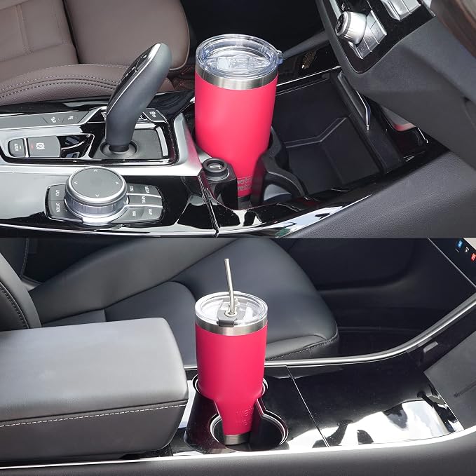 WETOWETO 20oz Tumbler with 2 lids and 2 straws, Stainless Steel Vacuum Insulated Water Coffee Tumbler Cup, Double Wall Powder Coated Spill-Proof Travel Mug Thermal Cup (Watermelon Red, 1 Pack) - Image 6