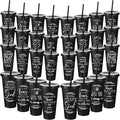 Havawish 48 Pcs Mothers Day Christian Tumbler Gift Bulk Religious Inspirational 24 oz Drinking Jesus Cup with Lid Straw Bible Verse Plastic Cup for Church Father Teacher First Communion (Black) by Havawish
