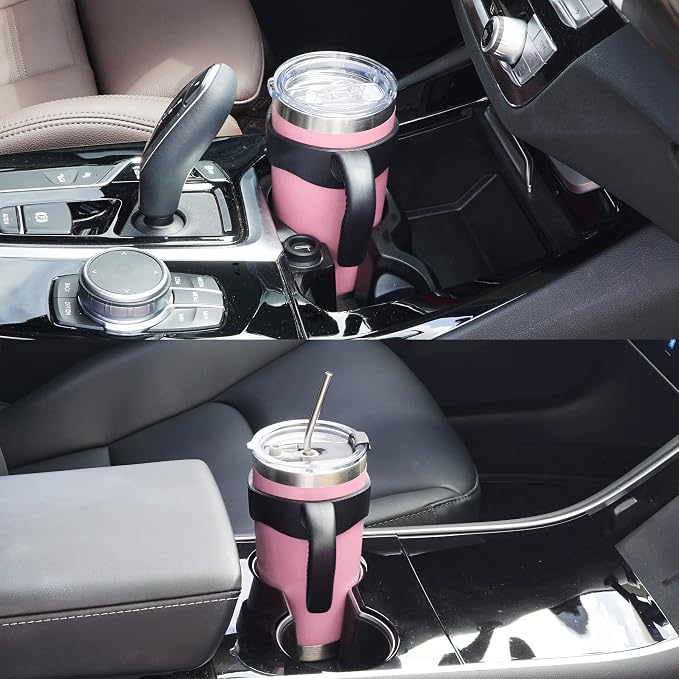 WETOWETO 20oz Tumbler with 2 lids and 2 straws, Stainless Steel Vacuum Insulated Water Coffee Tumbler Cup with Handle, Double Wall Powder Coated Travel Mug Thermal Cup (Ice Pink, 1 Pack) - Image 7