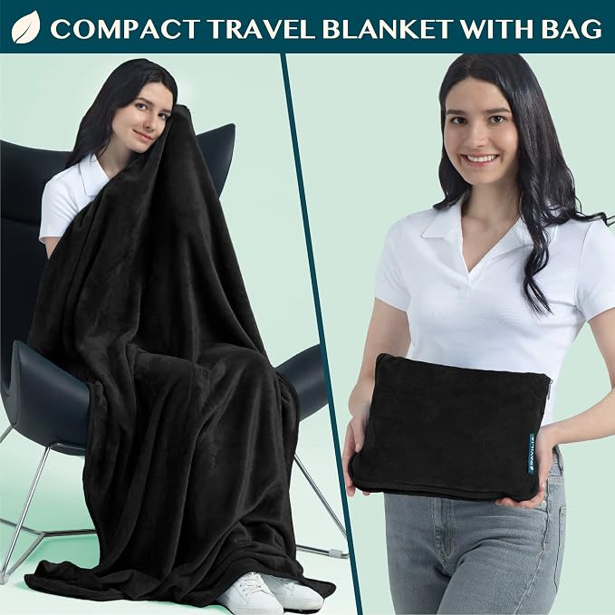PAVILIA Travel Blanket Pillow, Soft Airplane Blanket 2-in-1 Combo Set, Plane - Image 2