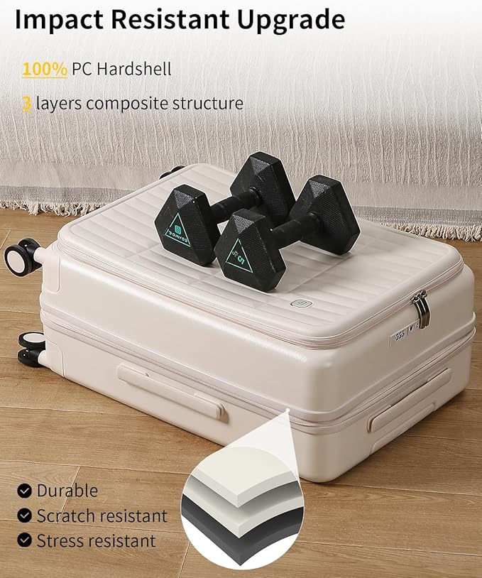 aji Expandable Top Open 26 Inch Checked Luggage - Image 6