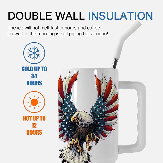 sweet grain 40 oz Sublimation Tumbler with Handle and Straw(20 Pack) Stainless Steel Double Wall Vacuum Insulated Travel Mug Cup Tumblers Bulk Sublimation Blank - White - Image 4