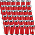 Sieral 36 Pack Stainless Steel Tumblers Bulk with Lids Double Wall Vacuum Insulated Coffee Cups Blank leakproof Powder Coated Tumblers for Engraving Wedding Graduation Party Favors(20 oz,Red) by Sieral