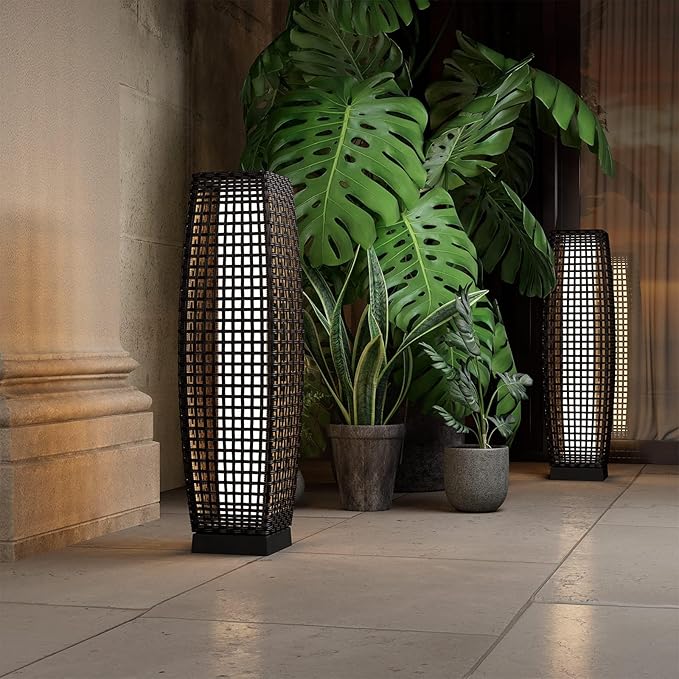 Grand patio 2-Piece Outdoor Floor Lamp Solar Powered Lantern Water-Resistant - Image 2