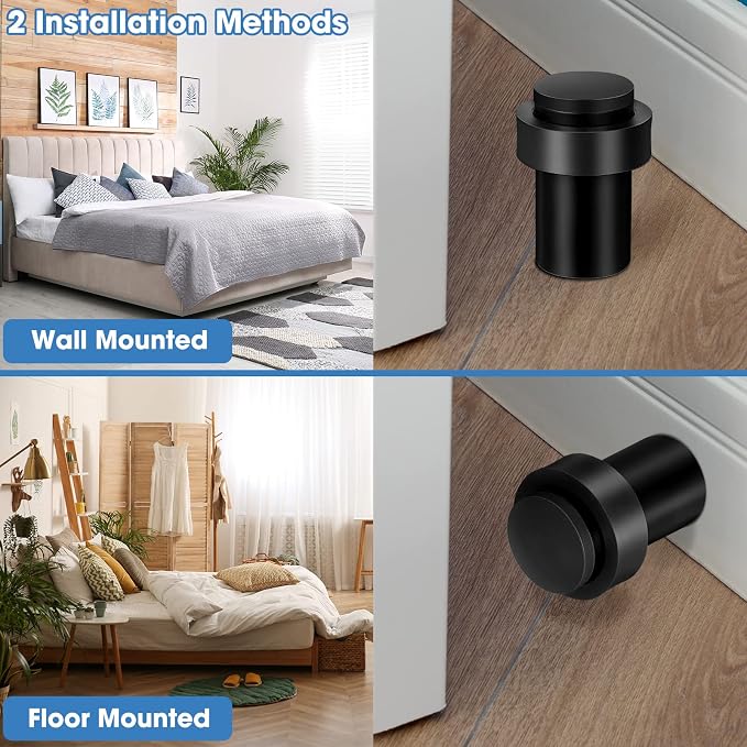 Chumia 6 Pcs Door Stopper Mounted Floor Stops Stainless Steel Cylindrical - Image 4