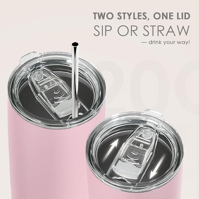 SANDJEST Pink Tumbler 20oz Stainless Steel Double Wall Vacuum Insulated, Travel Coffee Cup, Gifts for Men Women Birthday Christmas - Image 5