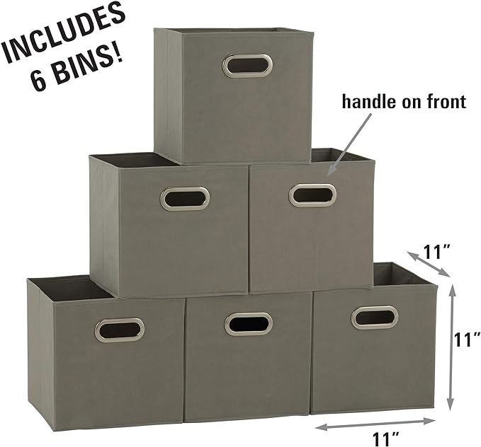 Household Essentials 84-1 Foldable Fabric Storage Bins Set of 6 Cubby Cubes - Image 2
