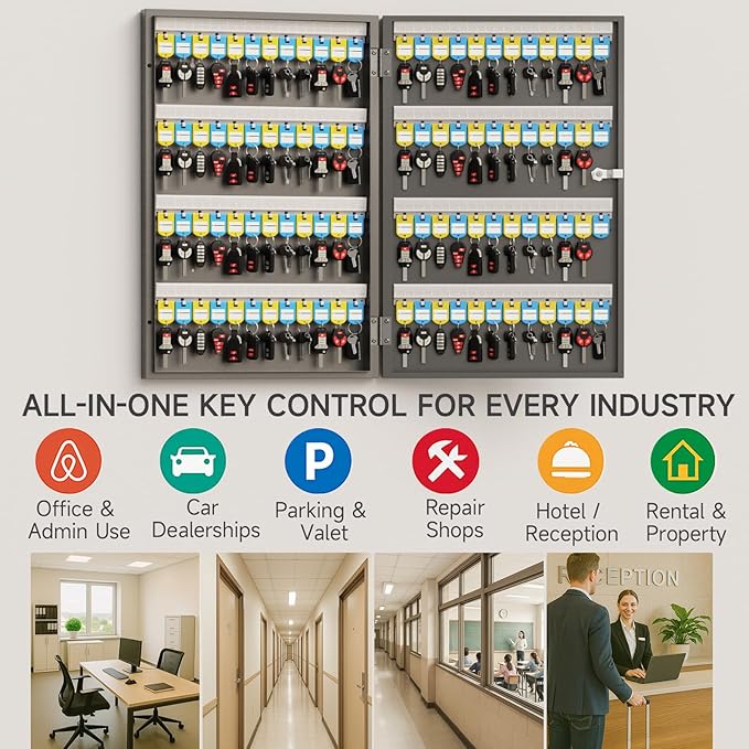 96 Key Lock Box, Key Cabinet Organizer, Key Safe Security Storage Lockbox Holder - Image 5