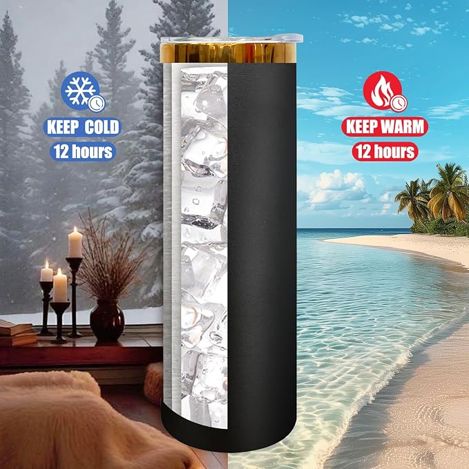 20 oz Skinny Tumblers Stainless Steel Tumbler with Lid and Straw Double Wall Vacuum Insulated Coffee Mug 20oz Powder Coated Cup for Hot and Cold Drinks(Black,4 pack) - Image 6