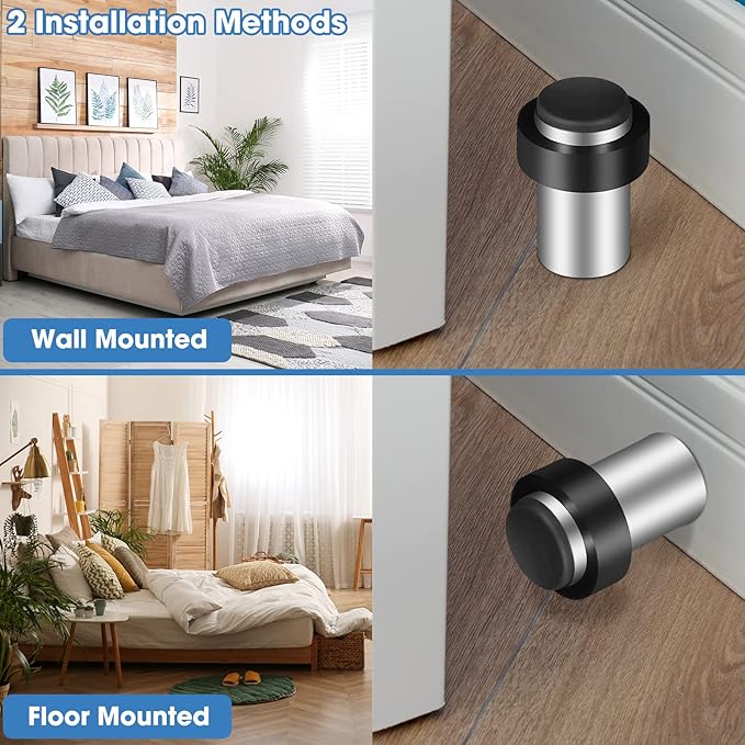 Chumia 30 Pcs Door Stopper Mounted Floor Stops Stainless Steel Cylindrical - Image 3