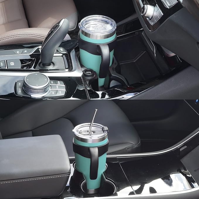 WETOWETO 20oz Tumbler with 2 lids and 2 straws, Stainless Steel Vacuum Insulated Water Coffee Tumbler Cup with Handle, Double Wall Powder Coated Travel Mug Thermal Cup (Light Green, 1 Pack) - Image 7