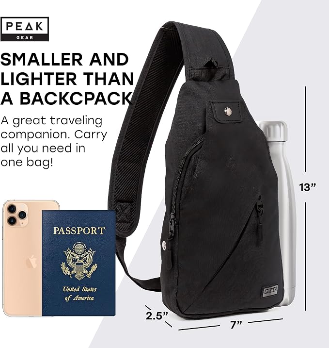 Peak Gear Travel Sling Bag. Compact Crossbody Bag | Lighter and Smaller than a - Image 2