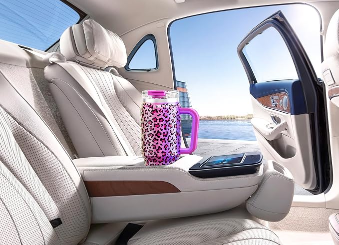 Meoky 32 oz Tumbler with Handle, Insulated Tumbler with Lid and Straw, Stainless Steel Travel Mug, Keeps Cold for 24 Hours, 100% Leak Proof, Fits in Car Cup Holder (Celebration) - Image 7