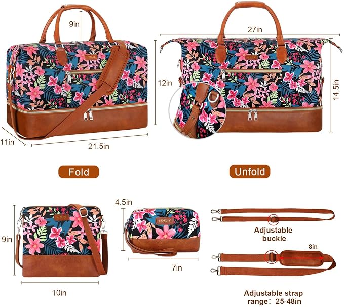 Weekender Bag for Women, Travel Duffel Bag Carry On Overnight Bag - Image 7