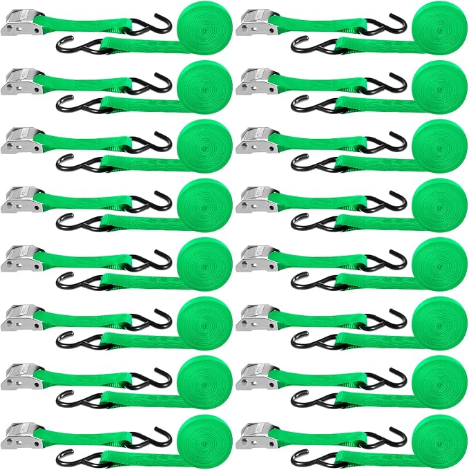 16 Pcs Cambuckle Tie Down Straps 1763lbs Break Strength Securing Straps 1'' x by Riakrum