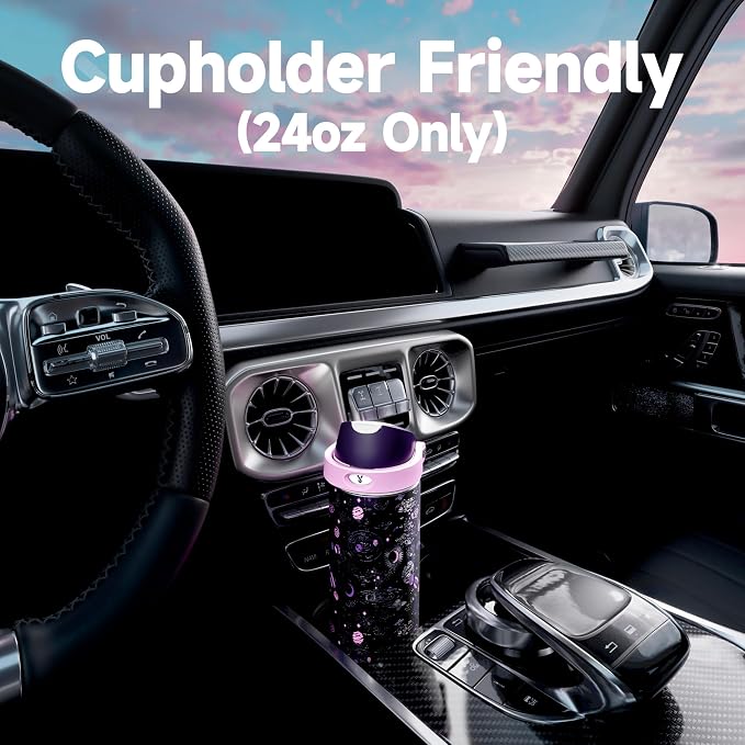 24 oz Insulated Water Bottle for Women: Meoky Stainless Steel Water Bottle with 2-in-1 Straw and Spout Lid - Leak Proof, Cold for 24 Hours, Fits in Car Cup Holder, BPA-Free for Sports Travel, Cosmic - Image 4