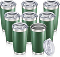 20 oz Tumbler with Lid Stainless Steel Insulated Tumblers Bulk Double Wall Vacuum Cups Powder Coated Travel Mug Keep Drink Cold and Hot, Dark Green, 8 Pack by Orebigo