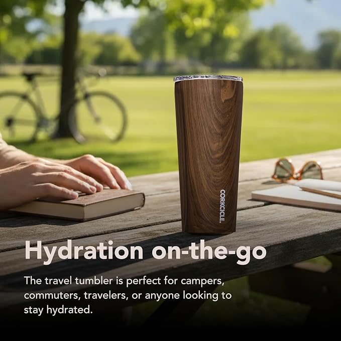 Corkcicle Classic Tumbler - Keeps Drinks Cold for 9 Hours & Hot for 3 - Triple-Insulated Stainless Steel - Holiday Tumbler Gift - 16 oz - Walnut Wood - Image 6