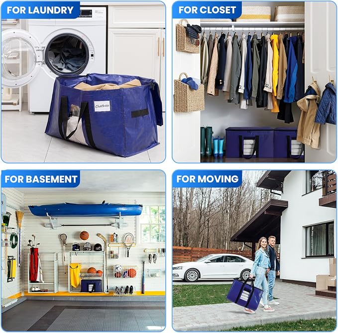 TAILI 6 Pack Dark Blue Extra Large Storage Bags, Heavy Duty Totes - Image 9