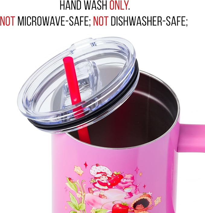 Silver Buffalo Care Bears and Strawberry Shortcake Ombre Double Walled Stainless Steel Tumbler with Handle, Fits in Standard Cup Holder, 40 Ounces - Image 4