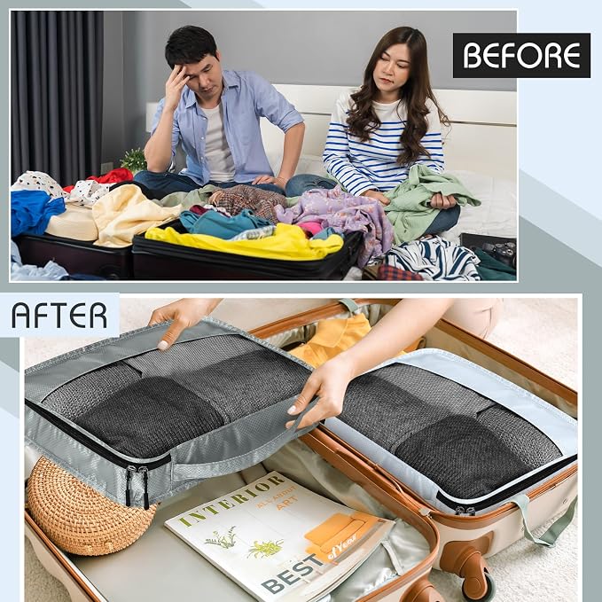 5 Pcs Packing Cubes for Suitcase Large Travel Cubes Carry on Luggage Organizer - Image 3