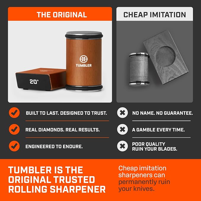 TUMBLER Pro Rolling Knife Sharpener™ - Knife Sharpening Made Easy - Ultimate Gift for Father's Day - Kit with Removable Disc System - 4-Layer Diamond Sharpening Disc & EdgeBoost Ceramic Disc (Orange) - Image 2