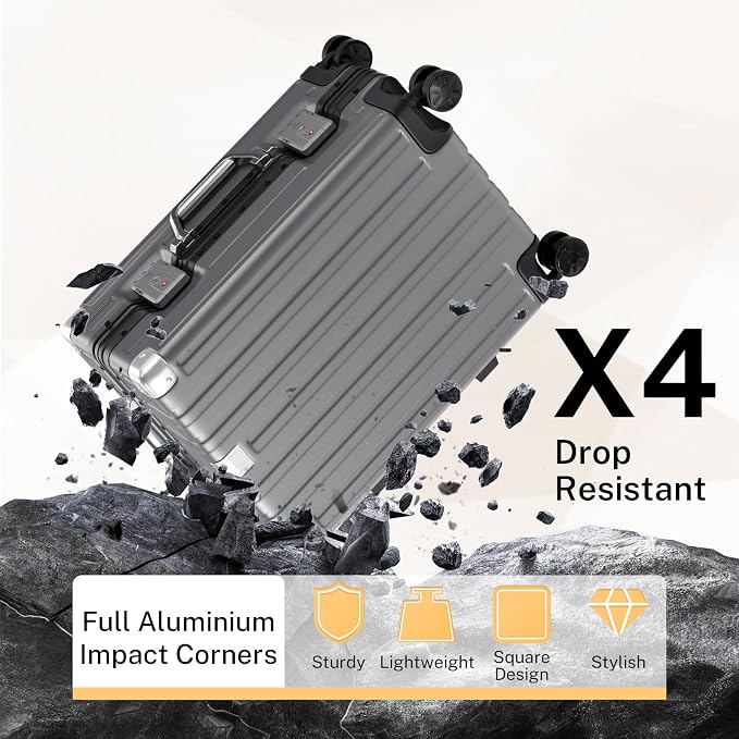 Krute Carry On Luggage 20 inch Aluminum Frame Suitcase - Image 8