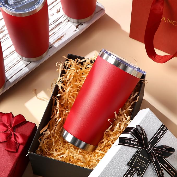 Sieral 36 Pack Stainless Steel Tumblers Bulk with Lids Double Wall Vacuum Insulated Coffee Cups Blank leakproof Powder Coated Tumblers for Engraving Wedding Graduation Party Favors(20 oz,Red) - Image 3